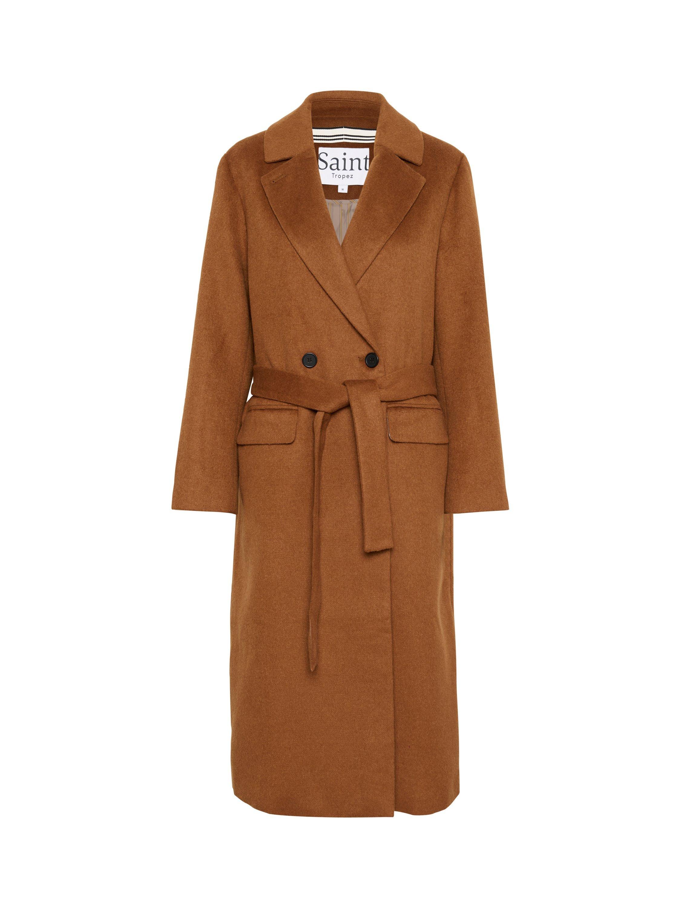 Product image 5 of 6, which shows Saint Tropez Lida Belted Overcoat, Nuthatch, XS