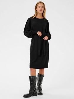 KAFFE Regina Belted Jumper Dress, Deep Black, Deep Black