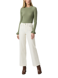 PAIGE Anessa High Rise Wide Leg Jeans, White, White