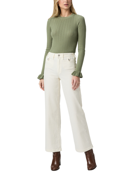 PAIGE Anessa High Rise Wide Leg Jeans, White, White