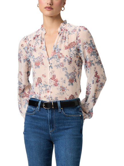 PAIGE Lula Cherry Blossom Pure Silk Shirt, Multi, Multi