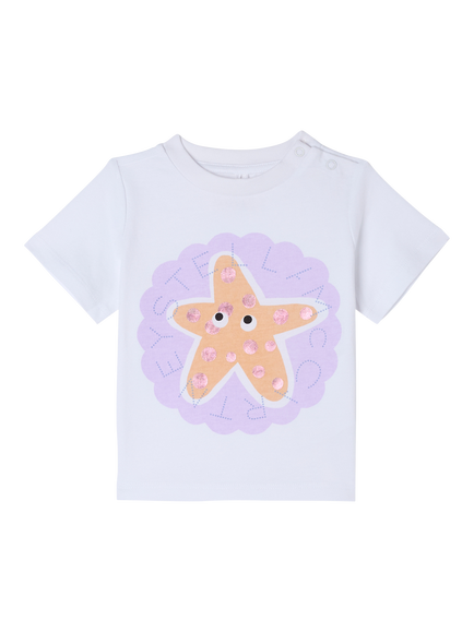 Stella McCartney Baby Cotton Starfish T-Shirt, White/Multi, White/Multi