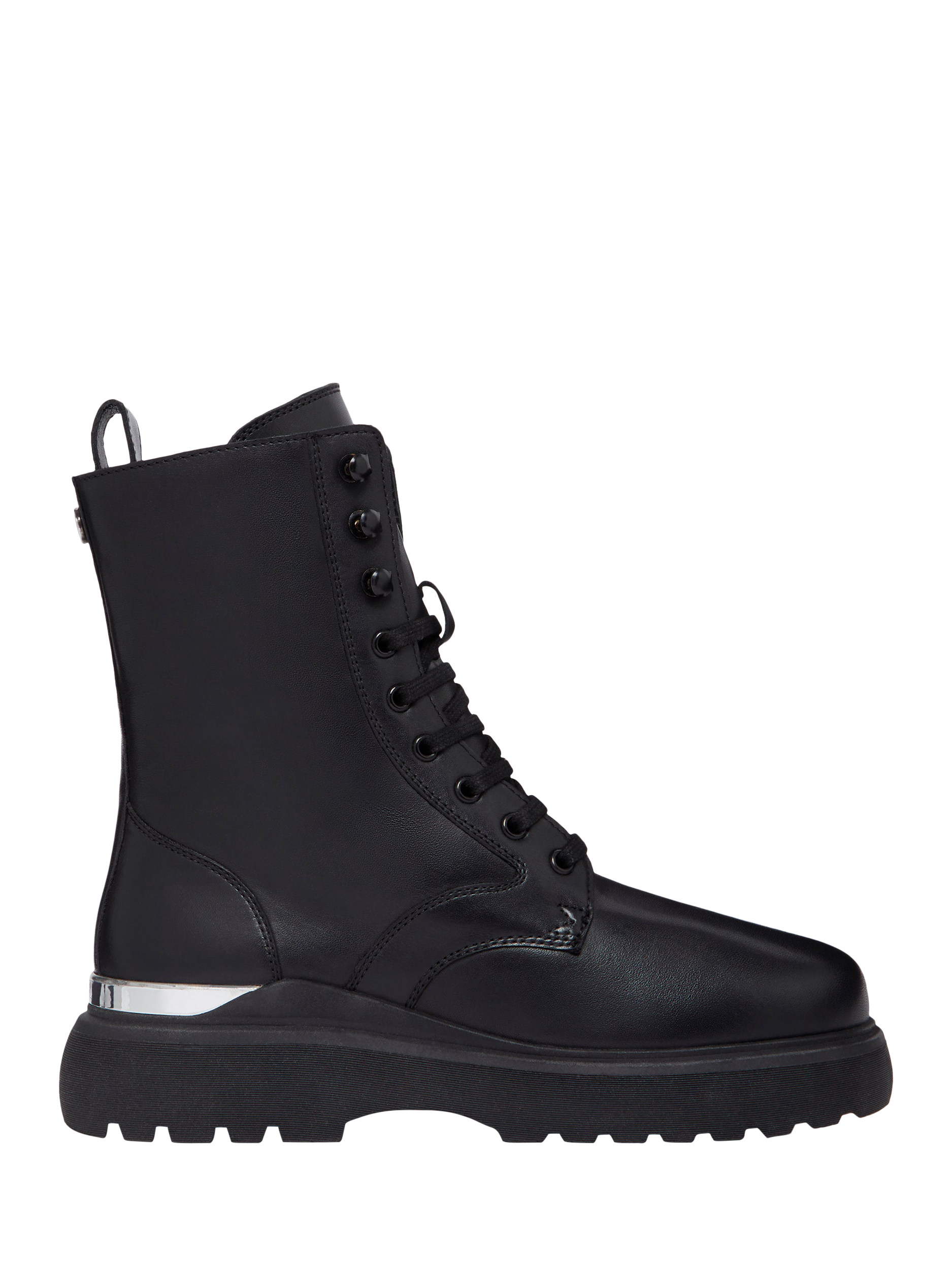 Product image 1 of 5, which shows Mallet Maddox Leather Lace Up Biker Boots, Black, 7