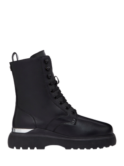 Mallet Maddox Leather Lace Up Biker Boots, Black, Black
