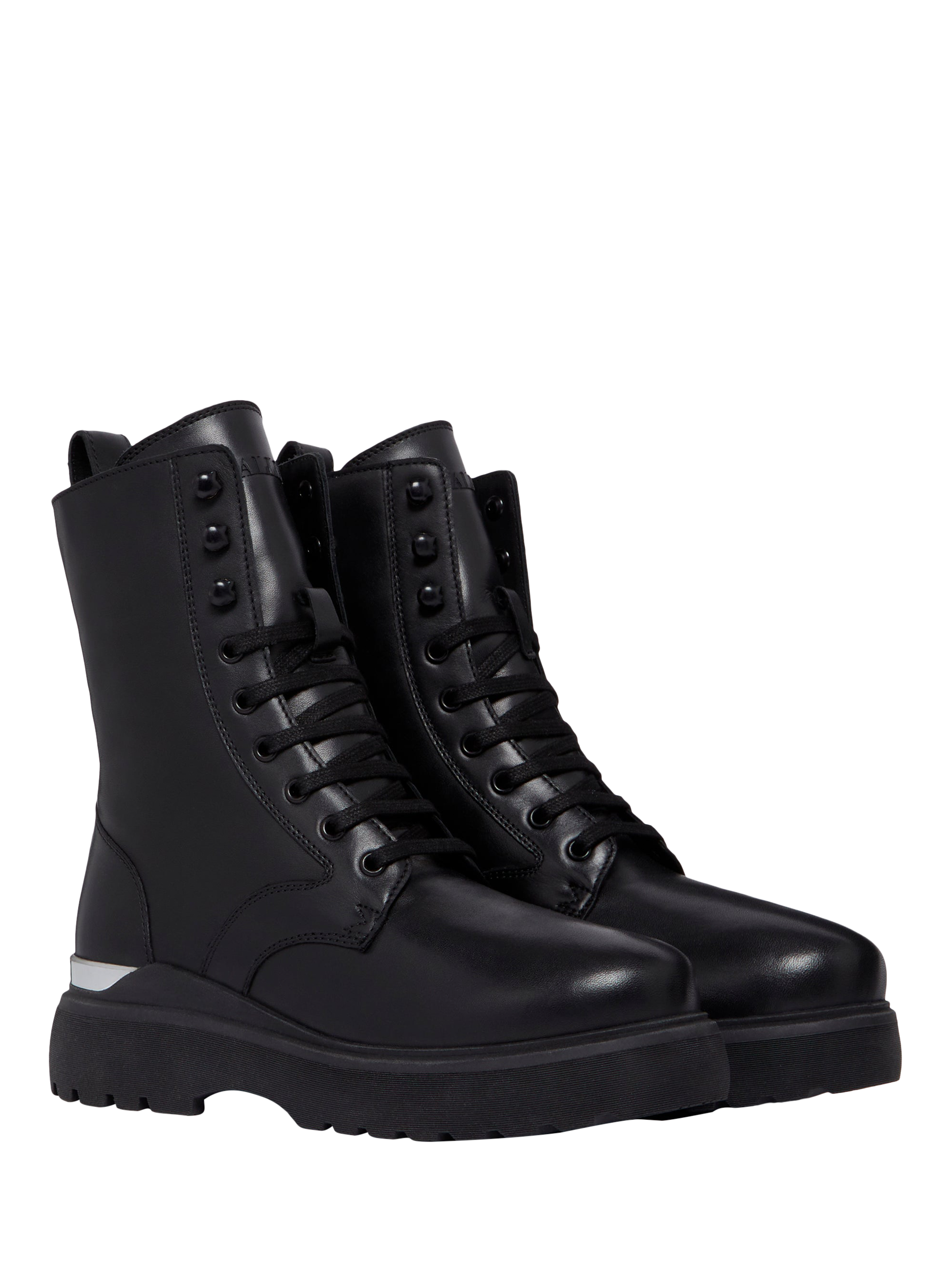 Product image 2 of 5, which shows Mallet Maddox Leather Lace Up Biker Boots, Black, 7