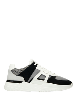 Mallet Marquess Leather Lace-Up Trainers, White Black, White Black