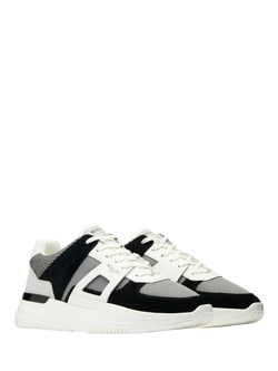 Mallet Marquess Leather Lace-Up Trainers, White Black - view 2, White Black