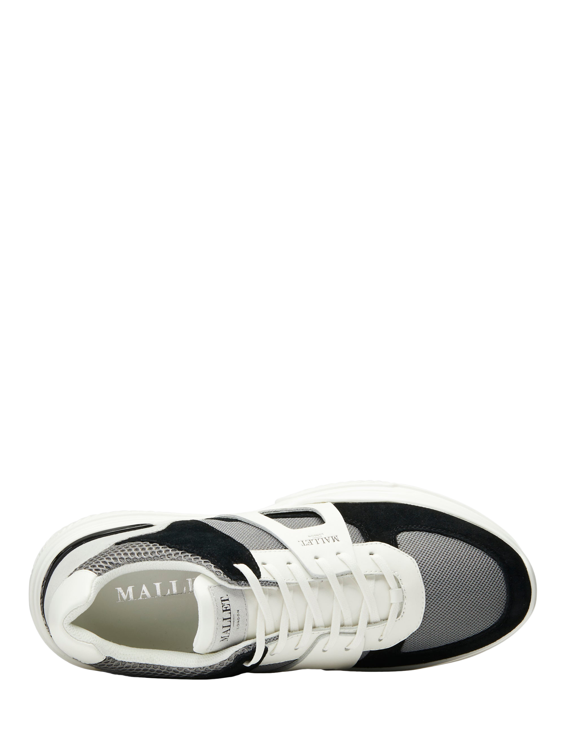 Product image 4 of 7, which shows Mallet Marquess Leather Lace-Up Trainers, White Black, 5