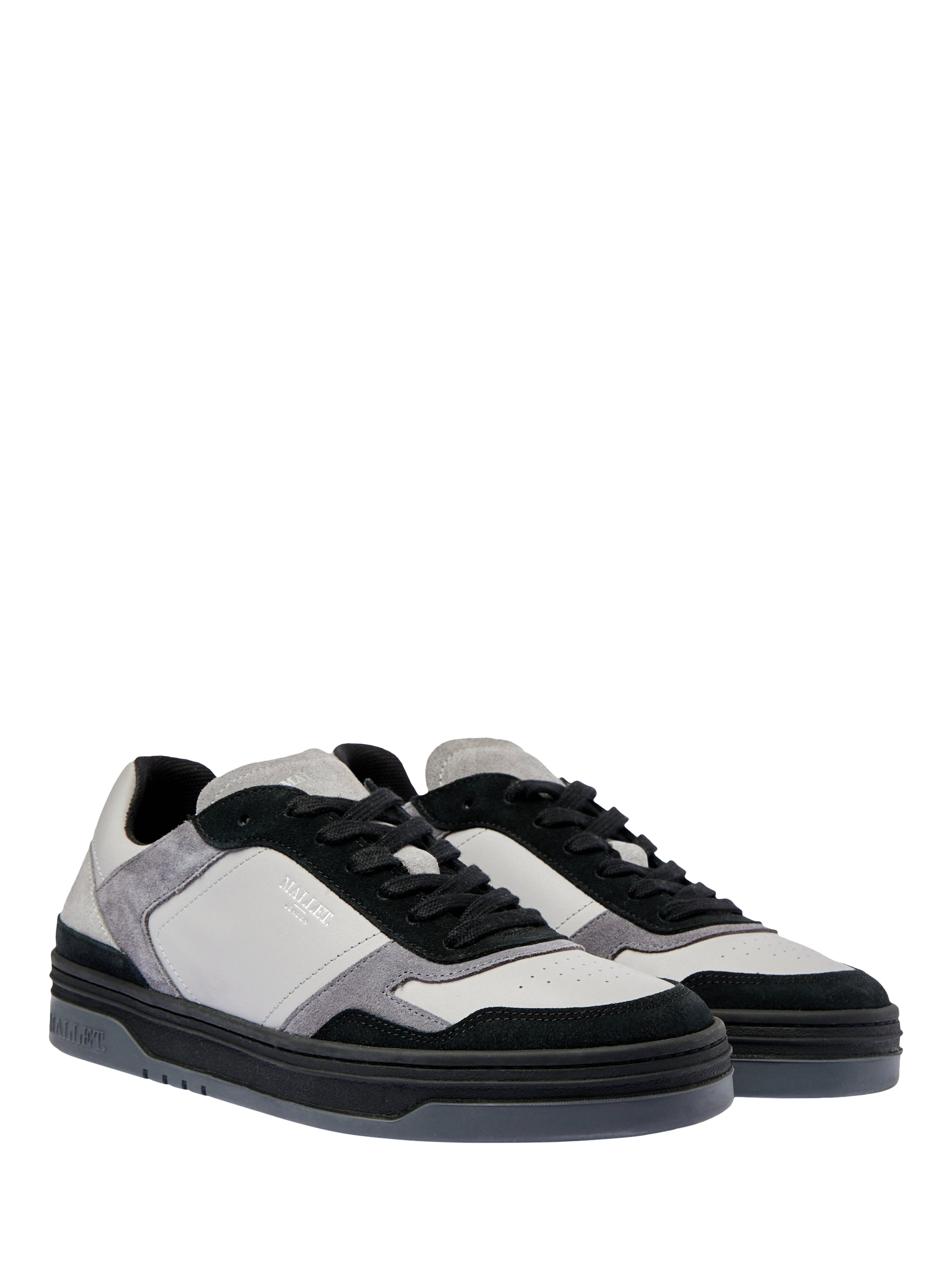 Product image 2 of 5, which shows Mallet Barnsley Leather Lace-Up Trainers, Dark Grey, 5