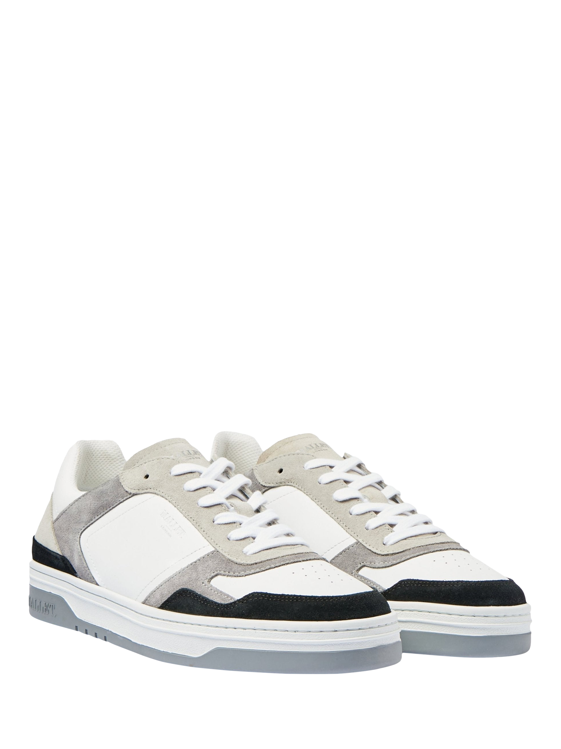 Product image 2 of 5, which shows Mallet Barnsley Leather Lace-Up Trainers, Light Grey, 5