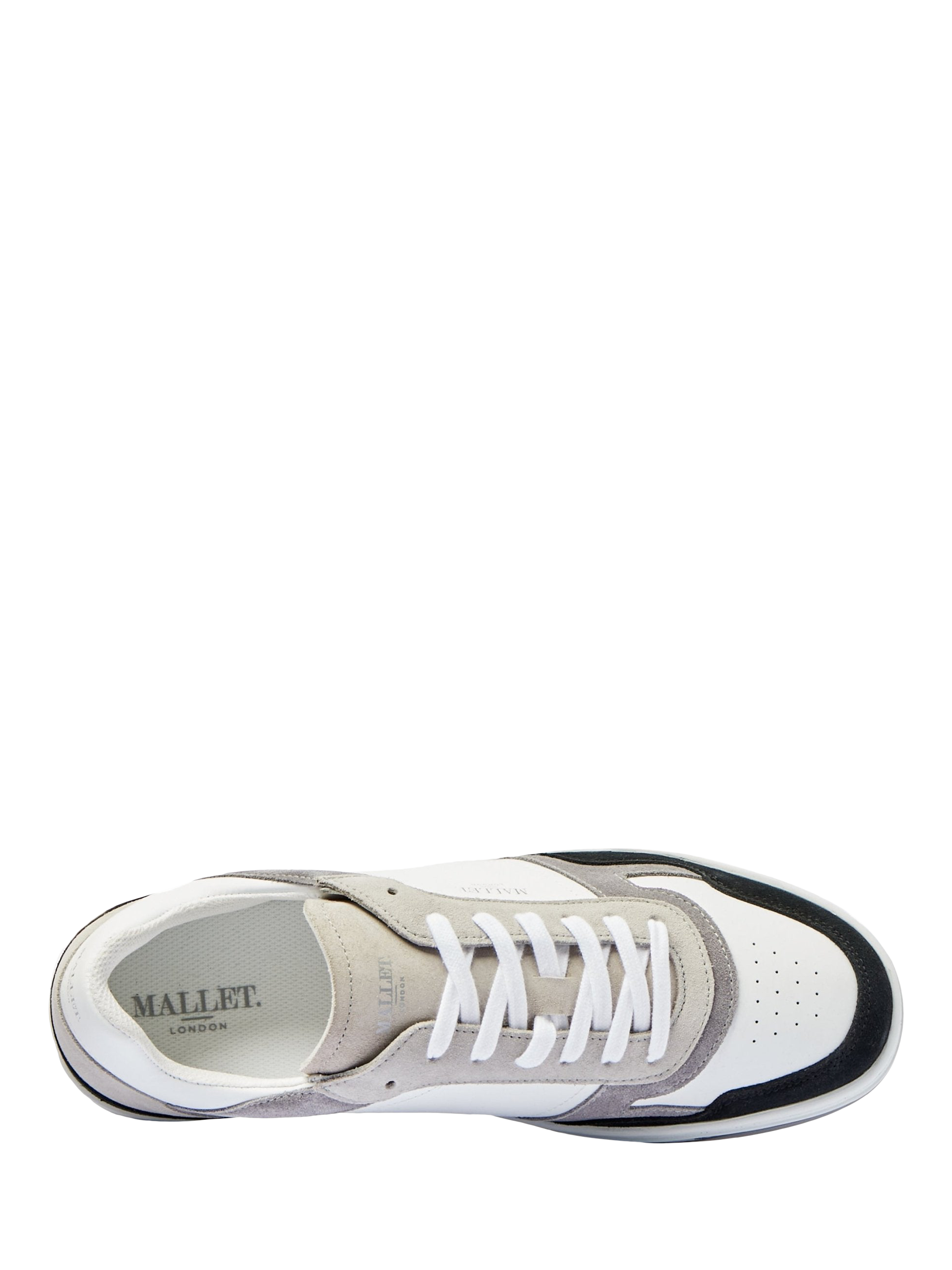 Product image 4 of 5, which shows Mallet Barnsley Leather Lace-Up Trainers, Light Grey, 5
