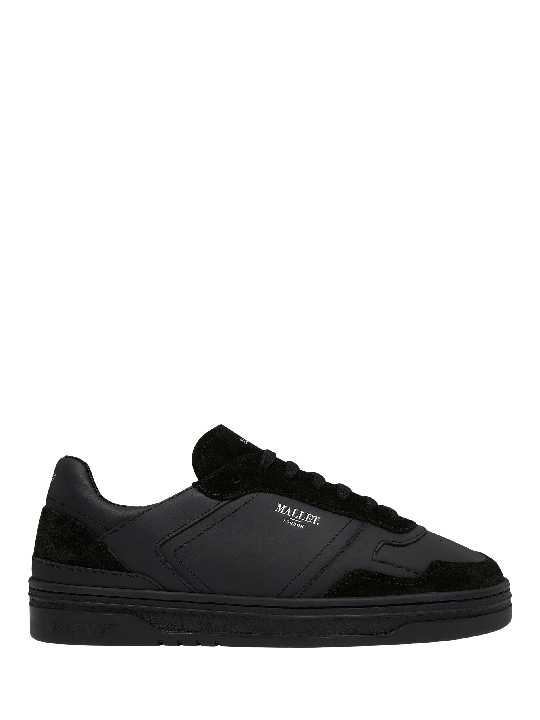Product image 1 of 5, which shows Mallet Barnsley Leather Lace-Up Trainers, Black, 5