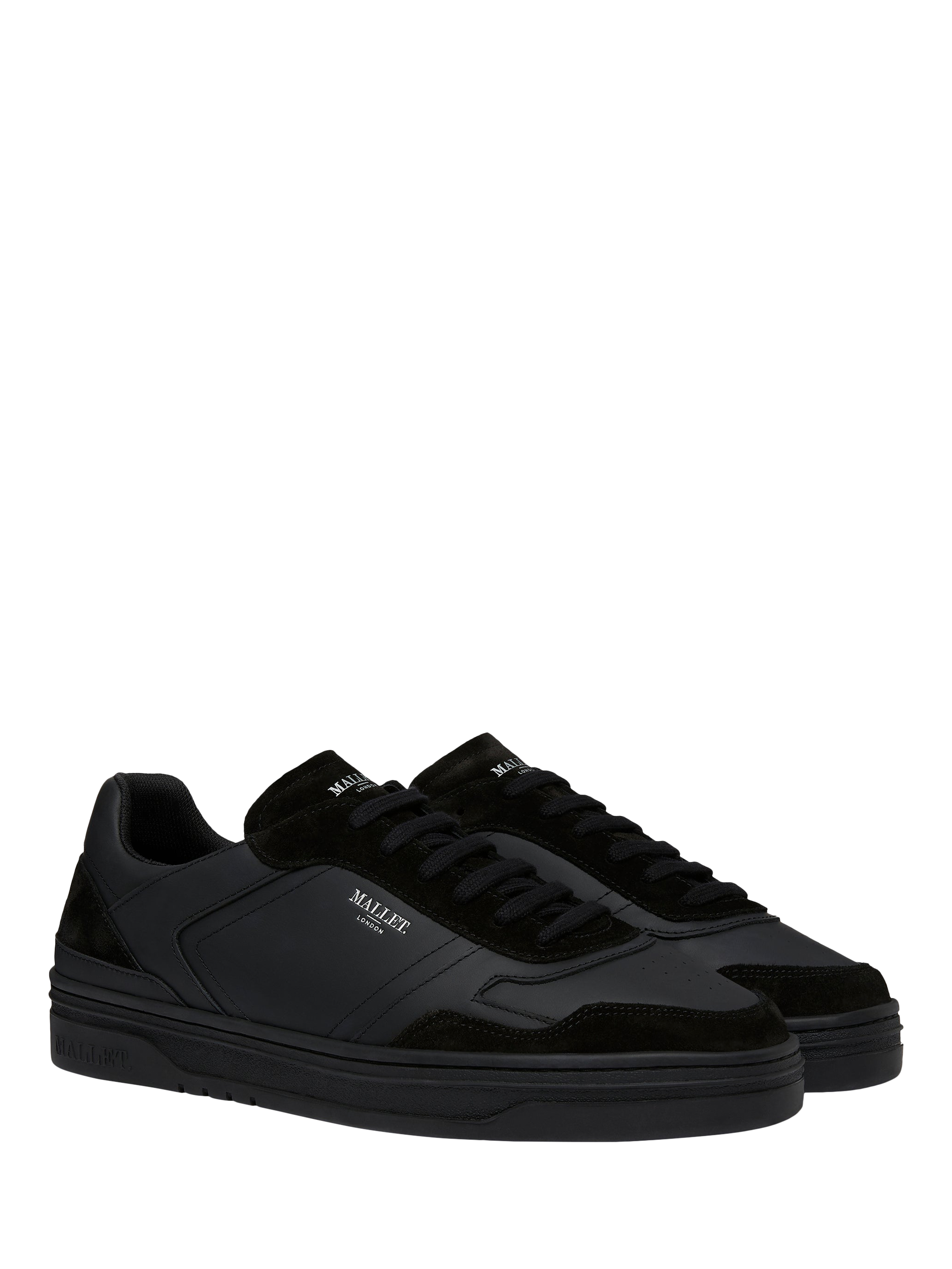 Product image 2 of 5, which shows Mallet Barnsley Leather Lace-Up Trainers, Black, 5