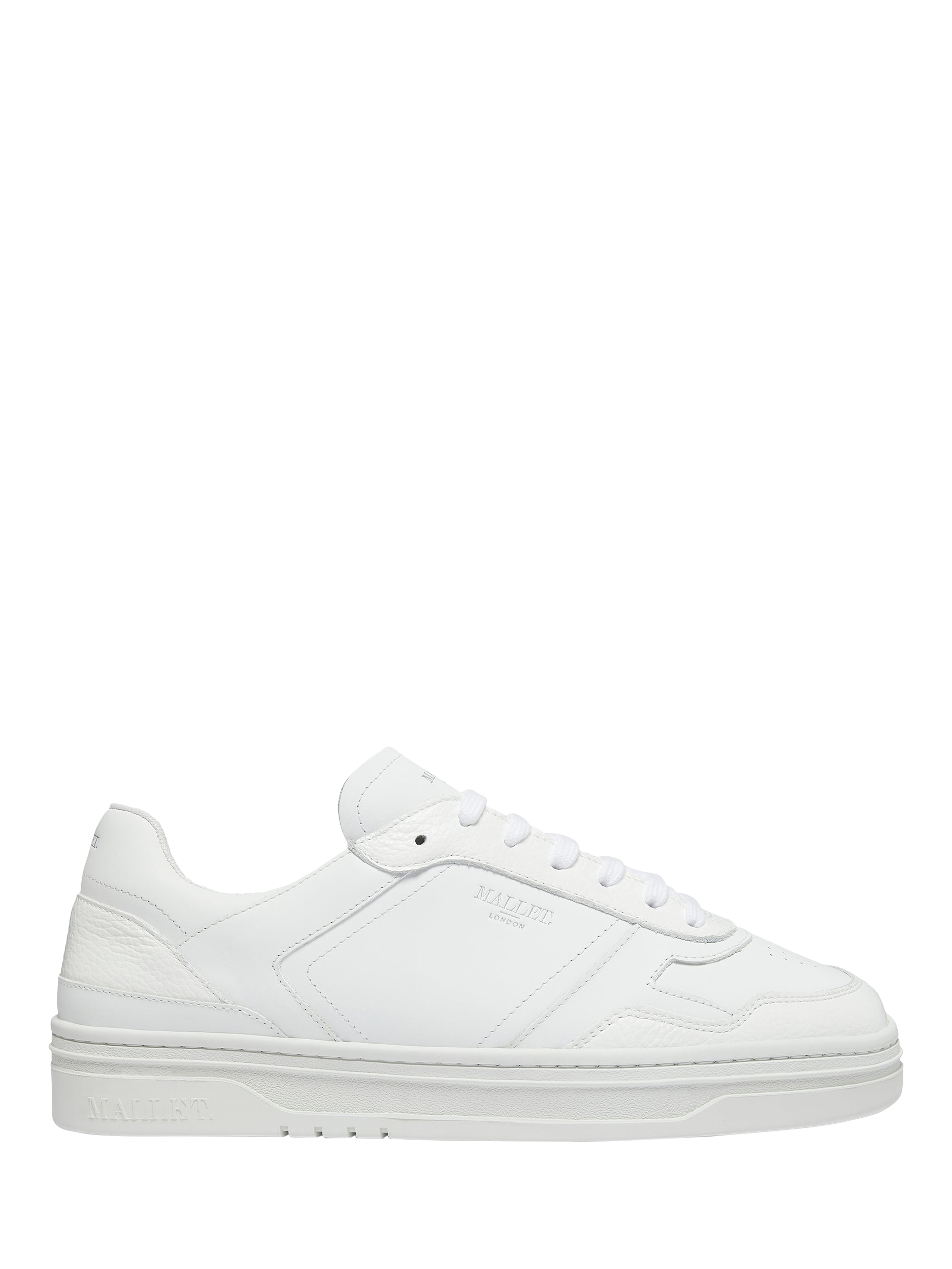 Product image 1 of 5, which shows Mallet Barnsley Leather Lace-Up Trainers, White, 5