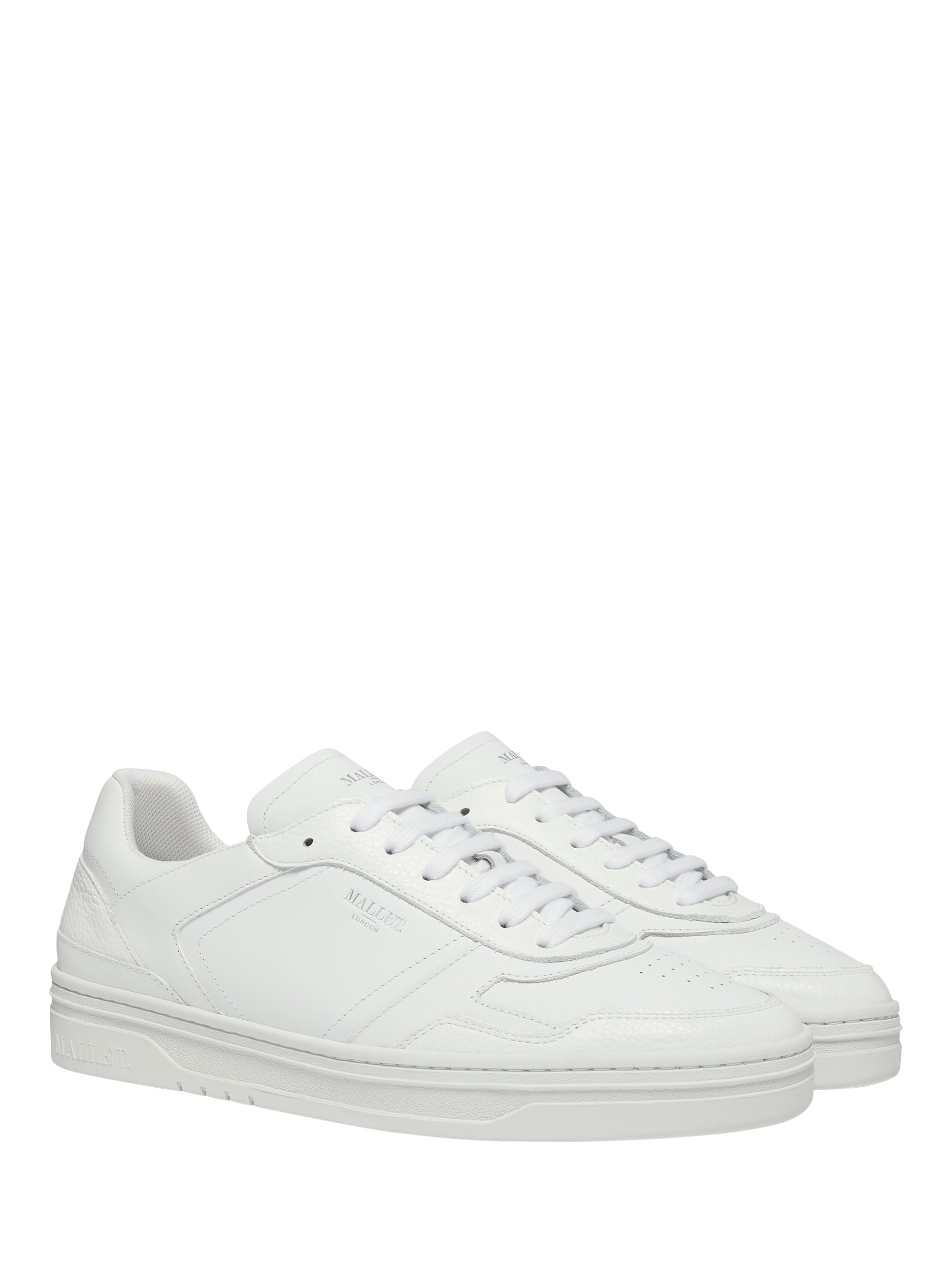 Product image 2 of 5, which shows Mallet Barnsley Leather Lace-Up Trainers, White, 5