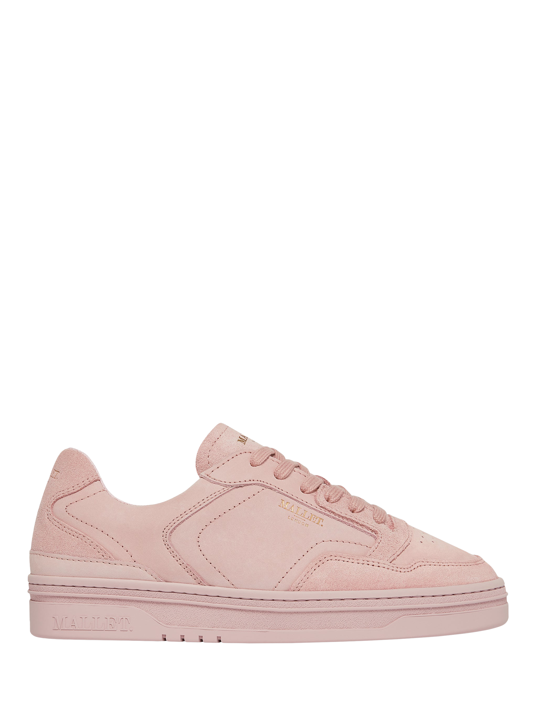 Product image 1 of 5, which shows Mallet Bethany Leather Lace Up Trainers, Pink, 3