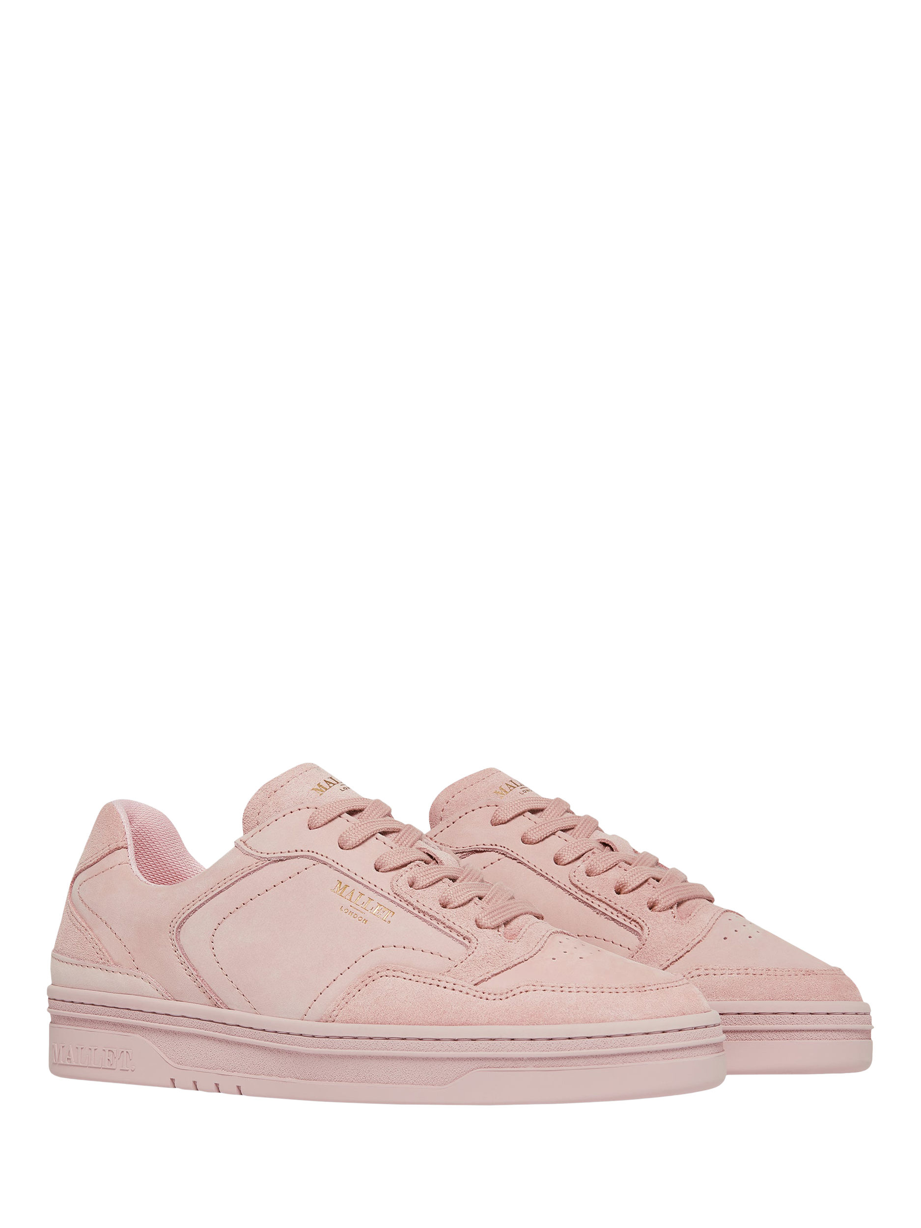 Product image 2 of 5, which shows Mallet Bethany Leather Lace Up Trainers, Pink, 3