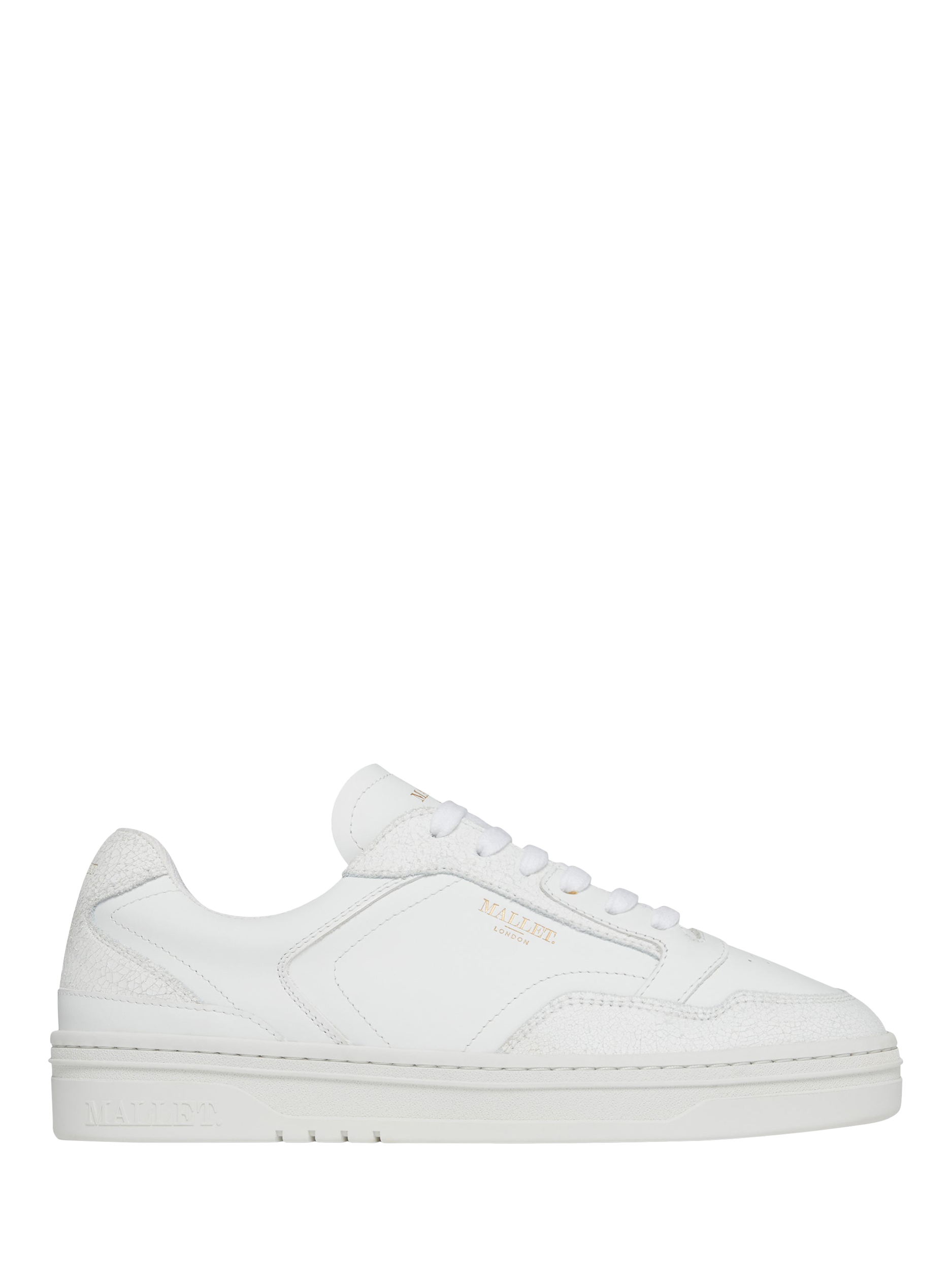 Product image 1 of 5, which shows Mallet Bethany Leather Lace Up Trainers, White, 3