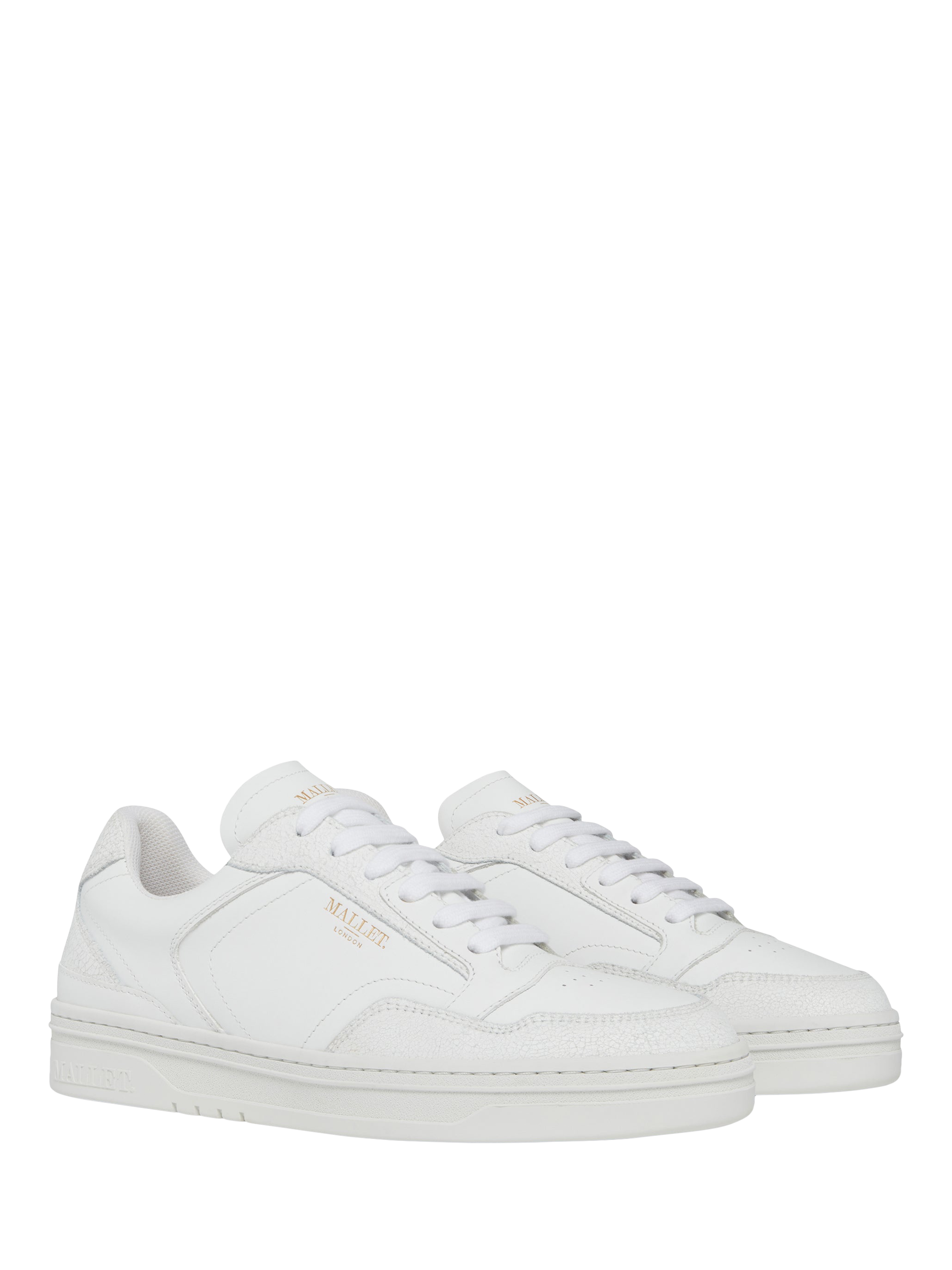 Product image 2 of 5, which shows Mallet Bethany Leather Lace Up Trainers, White, 3