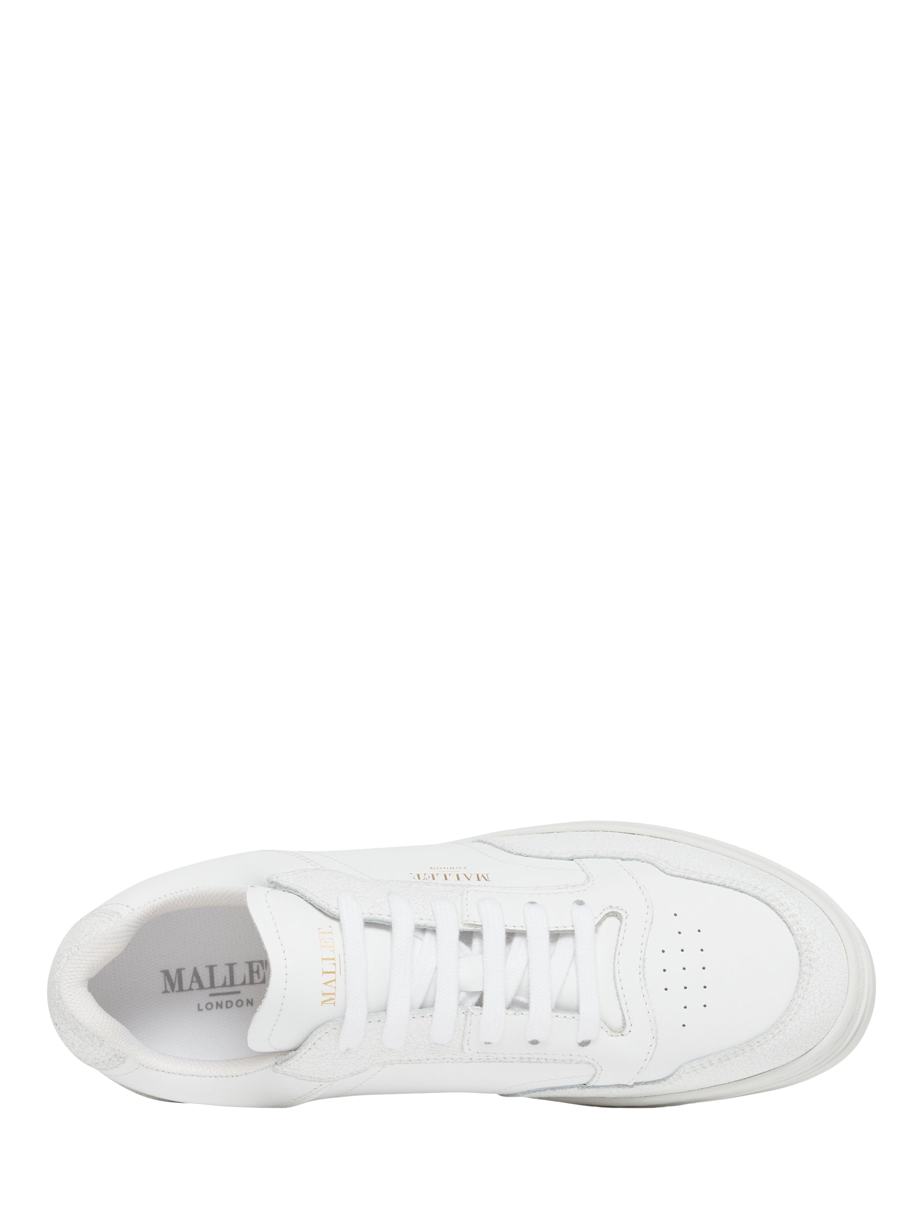 Product image 4 of 5, which shows Mallet Bethany Leather Lace Up Trainers, White, 3