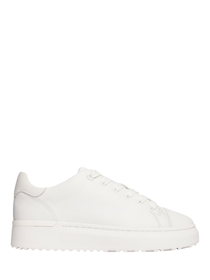 Product image 1 of 5, which shows Mallet GRFTR Lite Leather Toe Cap Lace Up Trainers, White, 3