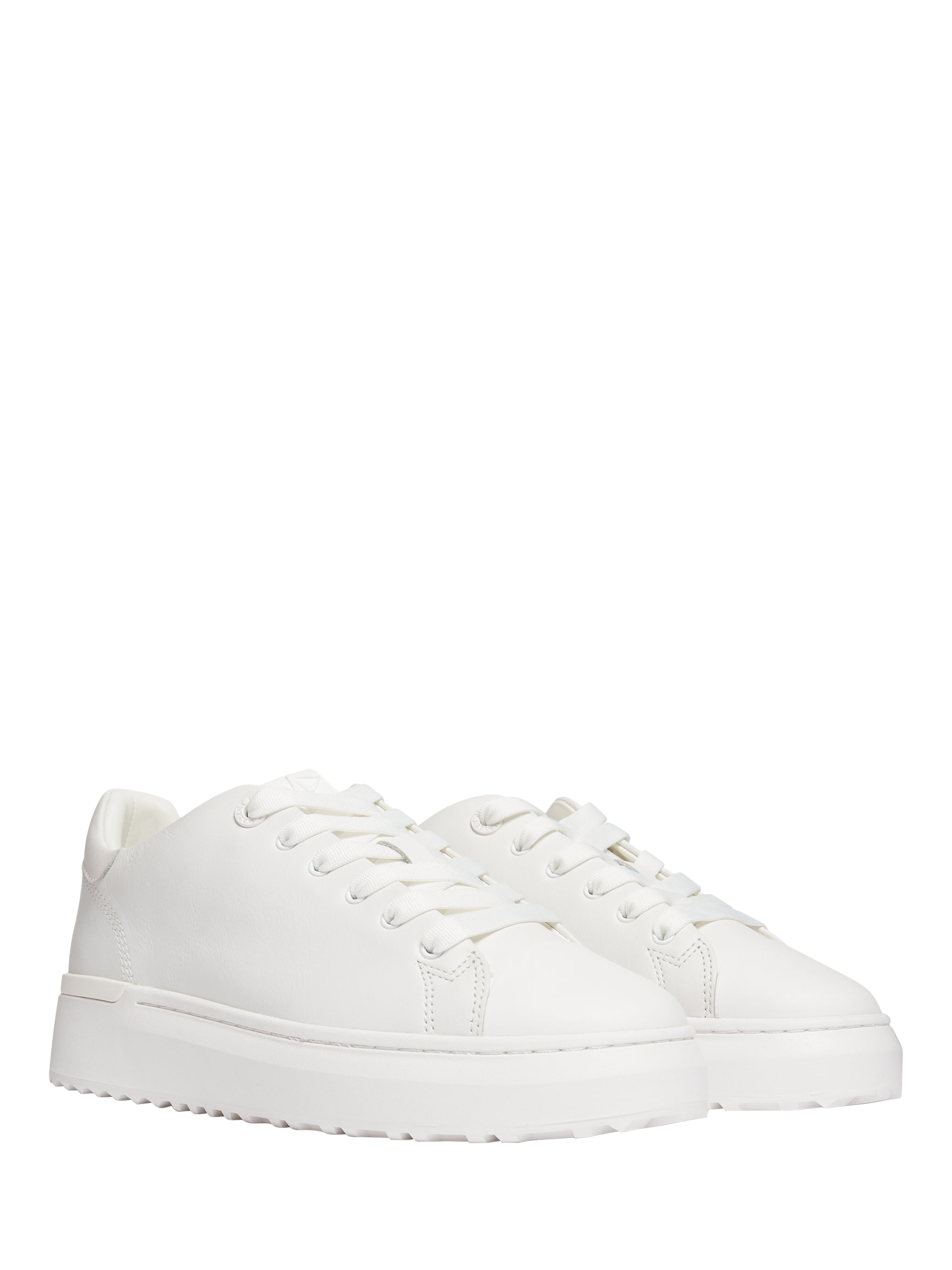 Product image 2 of 5, which shows Mallet GRFTR Lite Leather Toe Cap Lace Up Trainers, White, 3