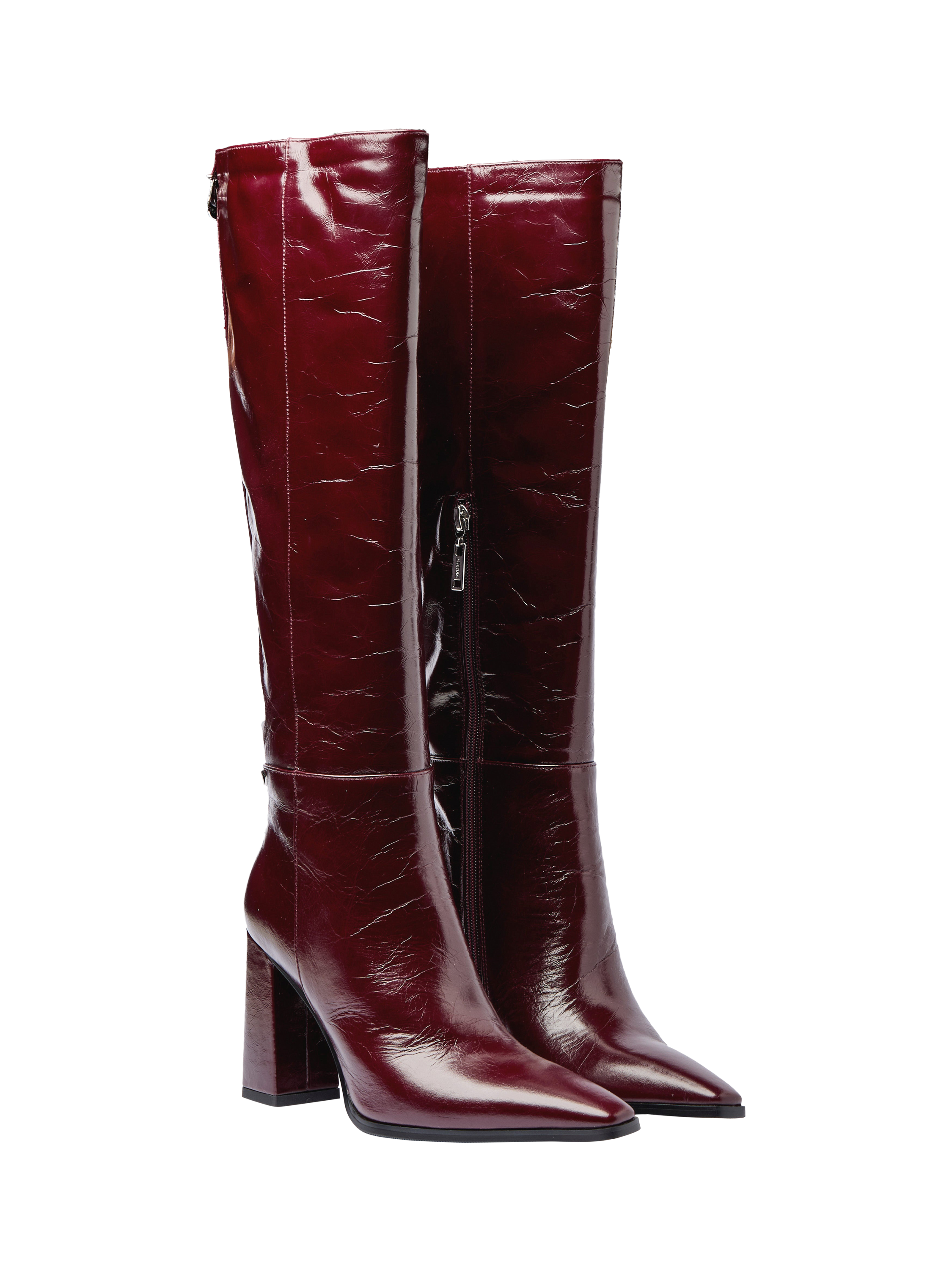 Product image 2 of 5, which shows Mallet Sabelle Leather Knee High Boots, Red, 3