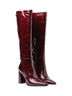 Mallet Sabelle Leather Knee High Boots - view 2, Red