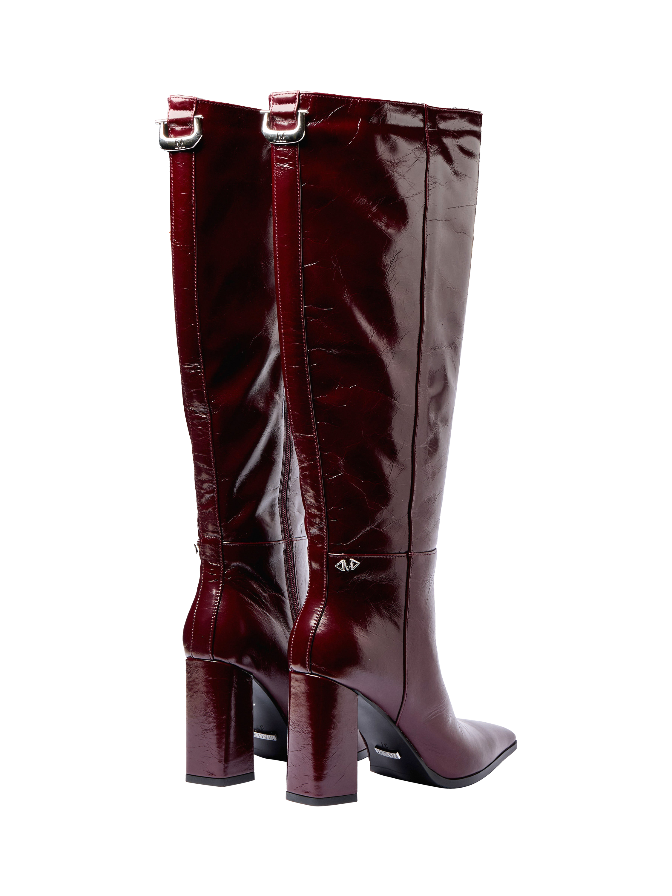 Product image 3 of 5, which shows Mallet Sabelle Leather Knee High Boots, Red, 3