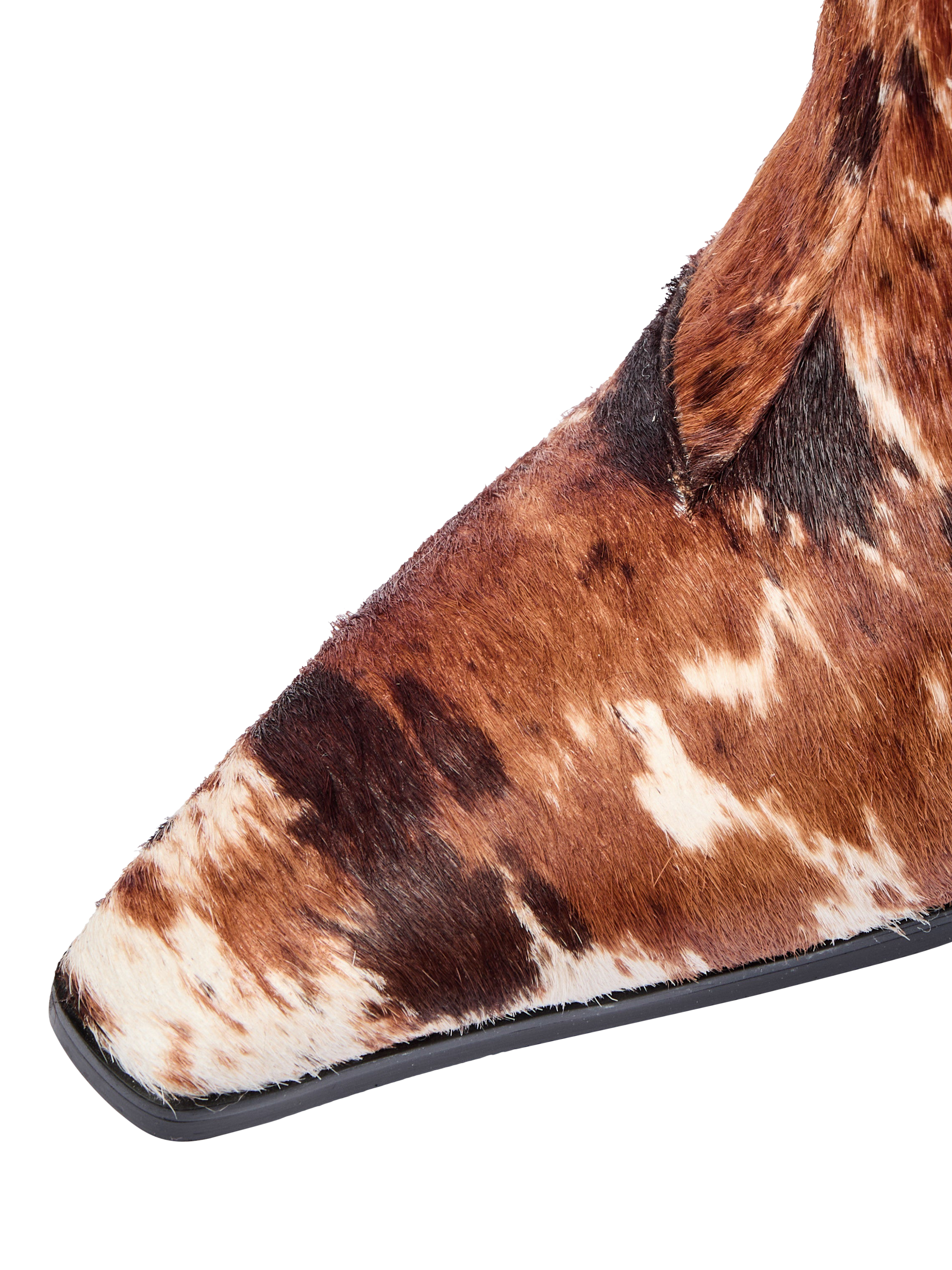 Product image 5 of 5, which shows Mallet Sabelle Overo Pony Effect Leather Knee High Boots, Brown/Multi, 8