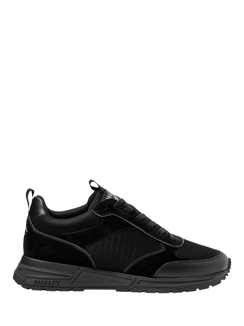 Product image 1 of 5, which shows Mallet Bethnal Leather Lace-Up Trainers, Black, 5