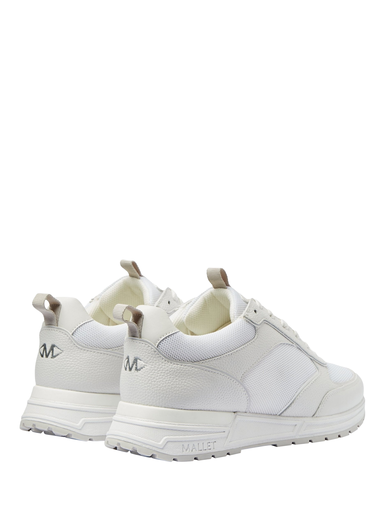 Product image 3 of 5, which shows Mallet Bethnal Leather Lace-Up Trainers, White, 5