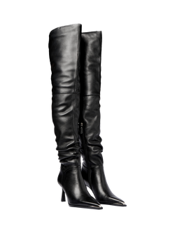 Mallet Sienna Leather Over The Knee Boots, Black, Black