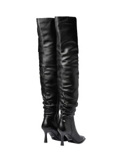 Mallet Sienna Leather Over The Knee Boots, Black - view 2, Black