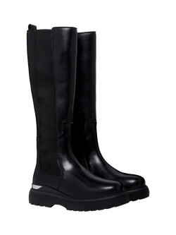 Mallet Alexandra Leather Knee High Chelsea Boots, Black - view 2, Black