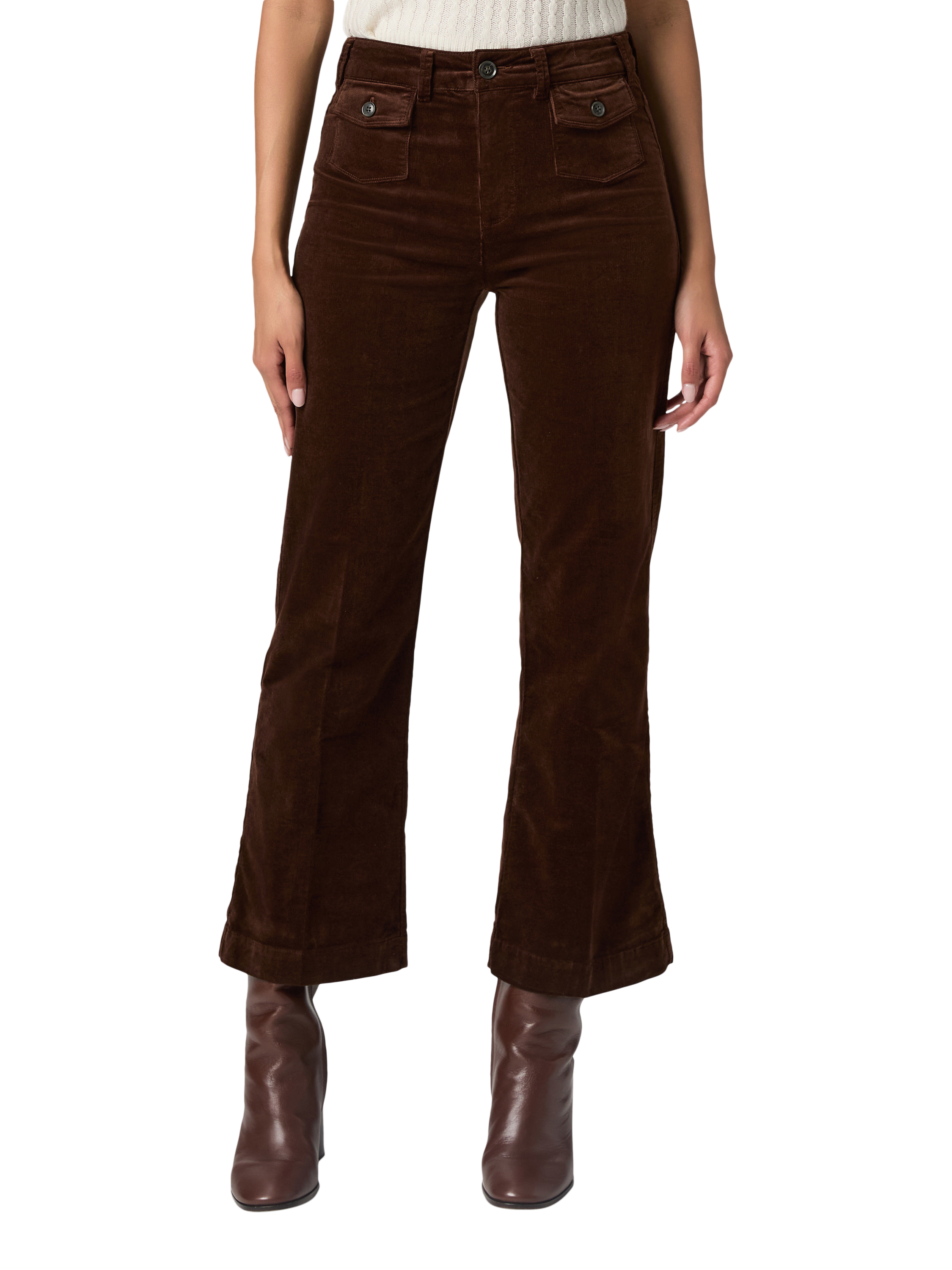 Product image 2 of 4, which shows PAIGE Leenah Patch Pocket Corduroy Trousers, Coffee, 26