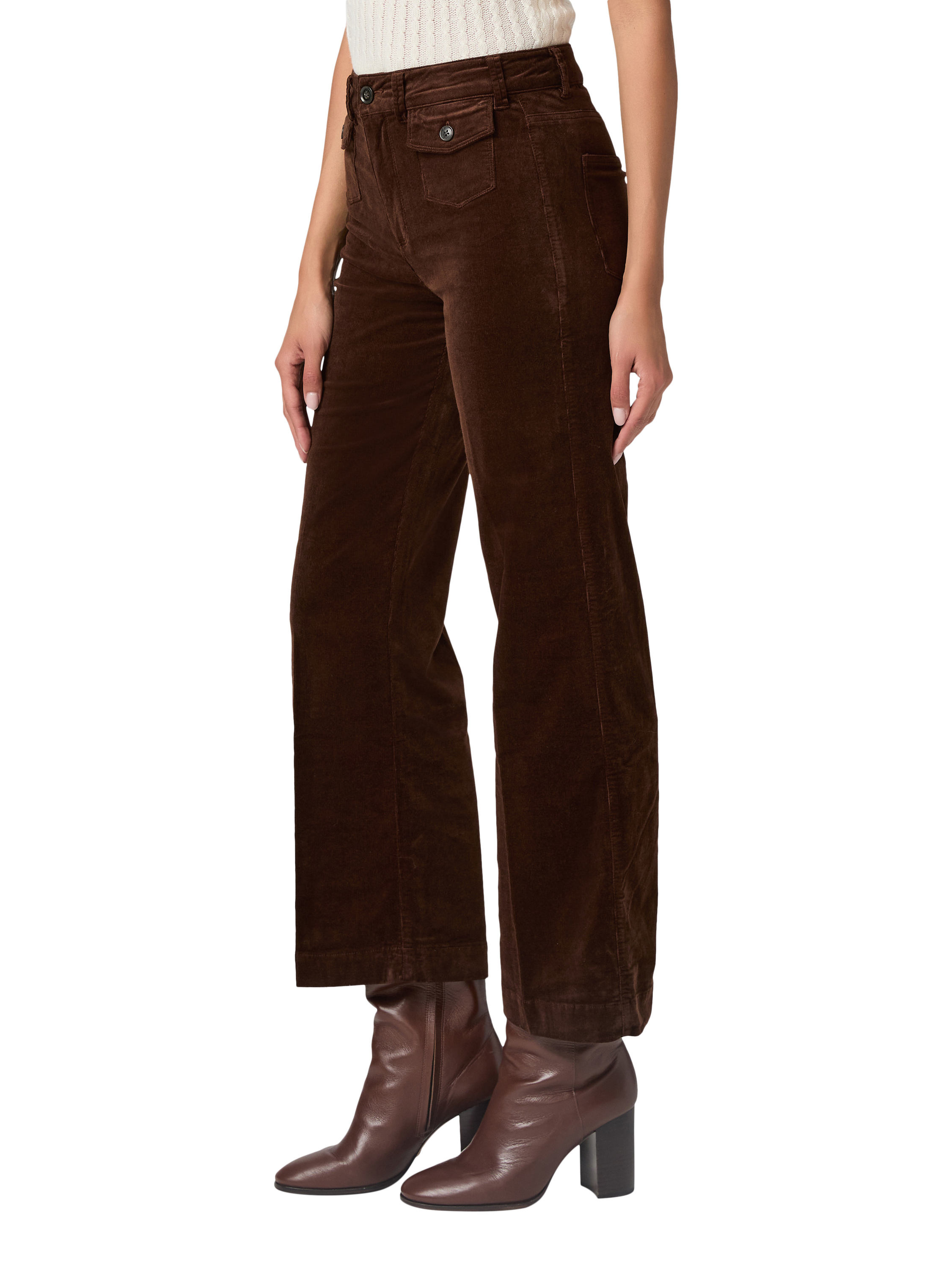 Product image 3 of 4, which shows PAIGE Leenah Patch Pocket Corduroy Trousers, Coffee, 26