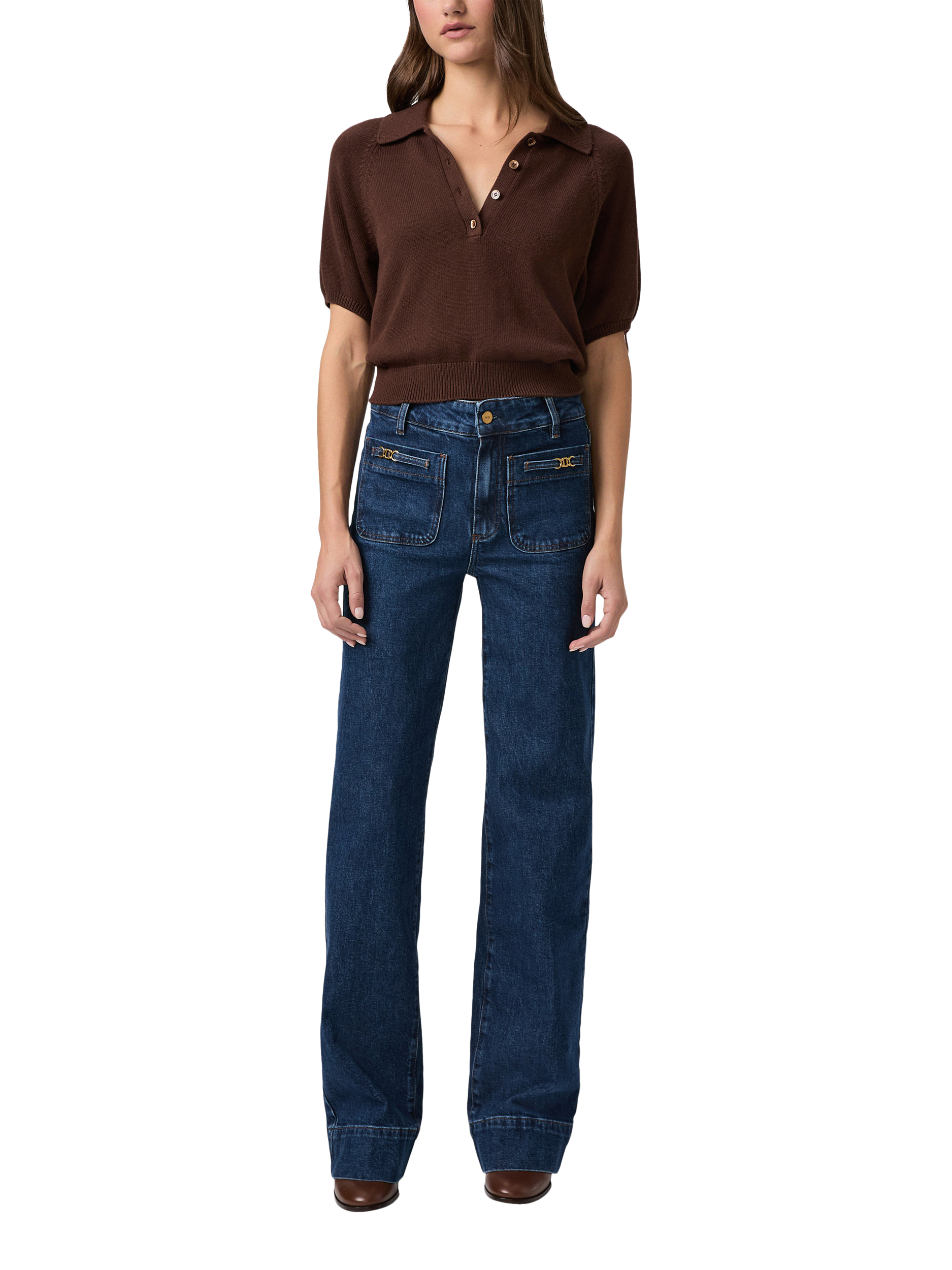 Product image 2 of 4, which shows PAIGE Sasha Patch Enfield Jeans, Dark Blue, 26