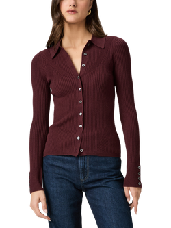 PAIGE Jayde Rib Knit Cardigan, Red, Red