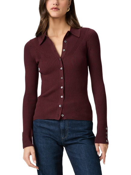 PAIGE Jayde Rib Knit Cardigan, Red, Red