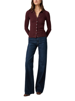 PAIGE Jayde Rib Knit Cardigan, Red - view 2, Red