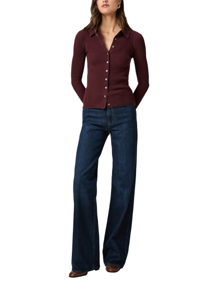 PAIGE Jayde Rib Knit Cardigan, Red - view 2, Red