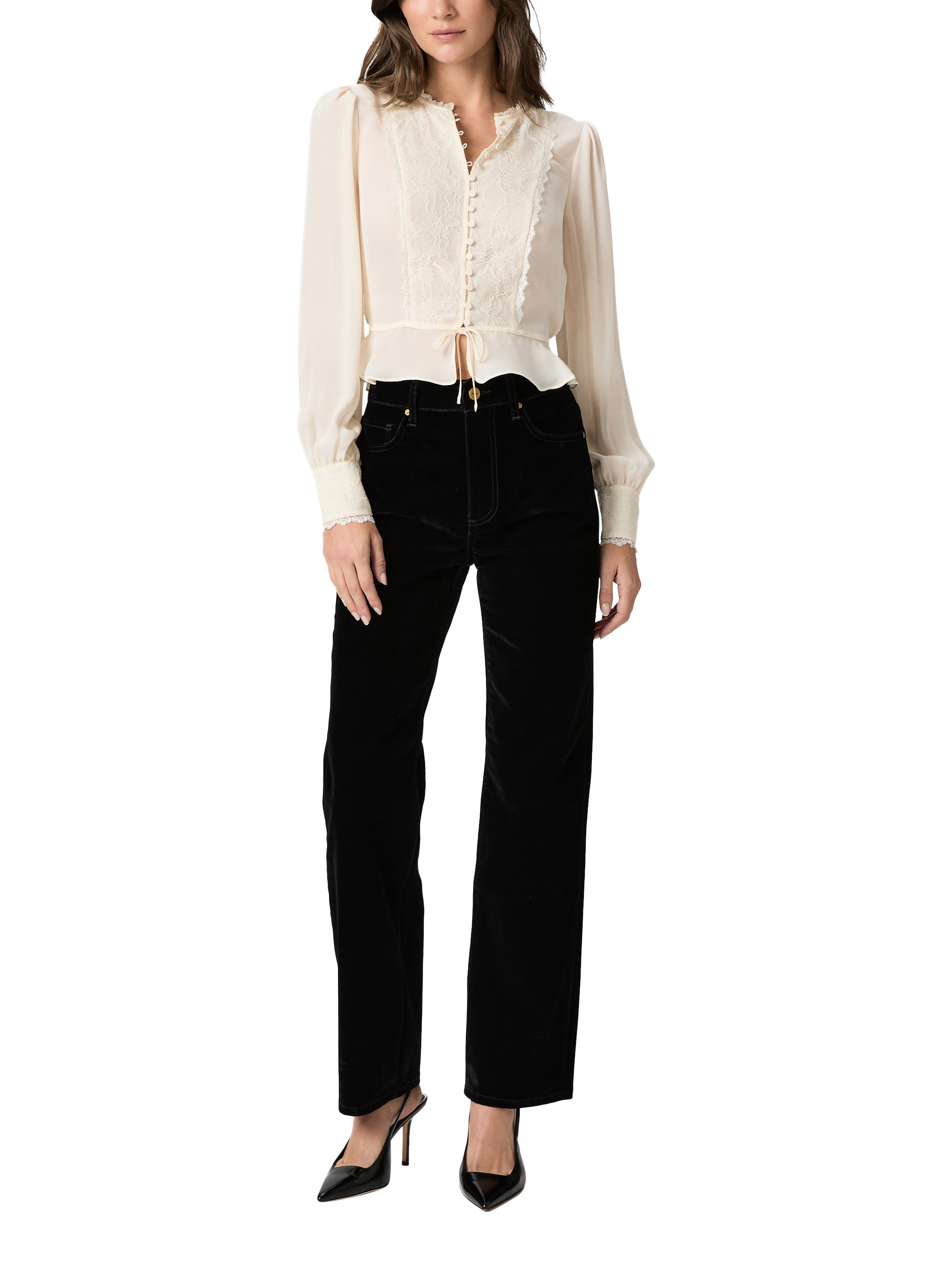 Product image 2 of 5, which shows PAIGE Britt Pure Georgette Silk Top, White, S