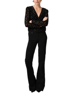 PAIGE Amaya Floral Burnout Silk Rich Top, Black - view 2, Black