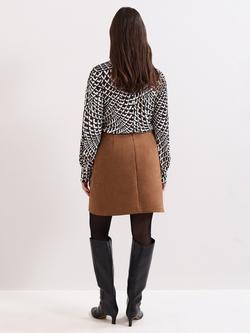 Phase Eight Felisity Faux Suede Mini Skirt, Tan - view 2, Tan