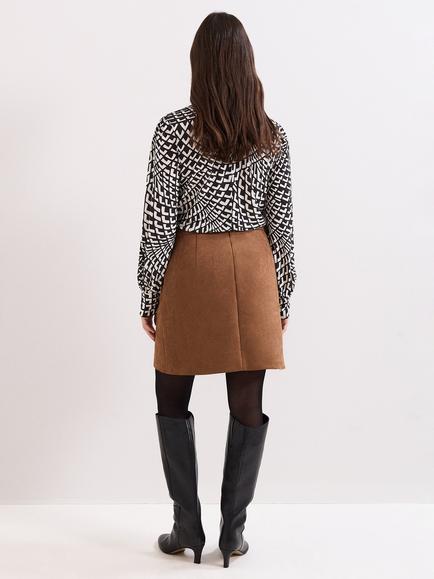 Phase Eight Felicity Faux Suede Mini Skirt - view 2, Tan