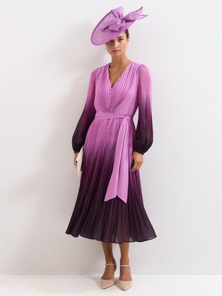 Phase Eight Mira Ombre Midi Dress, Purple/Pink, Purple/Pink