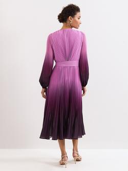 Phase Eight Mira Ombre Midi Dress, Purple/Pink - view 2, Purple/Pink