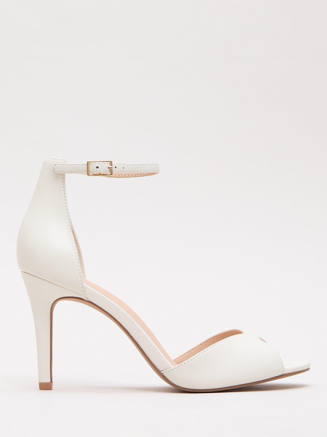 Product image 1 of 9, which shows Phase Eight Leather Stiletto Heel Sandals, Cream, 3