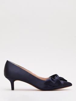 Phase Eight Satin Kitten Heel Court Shoes, Navy